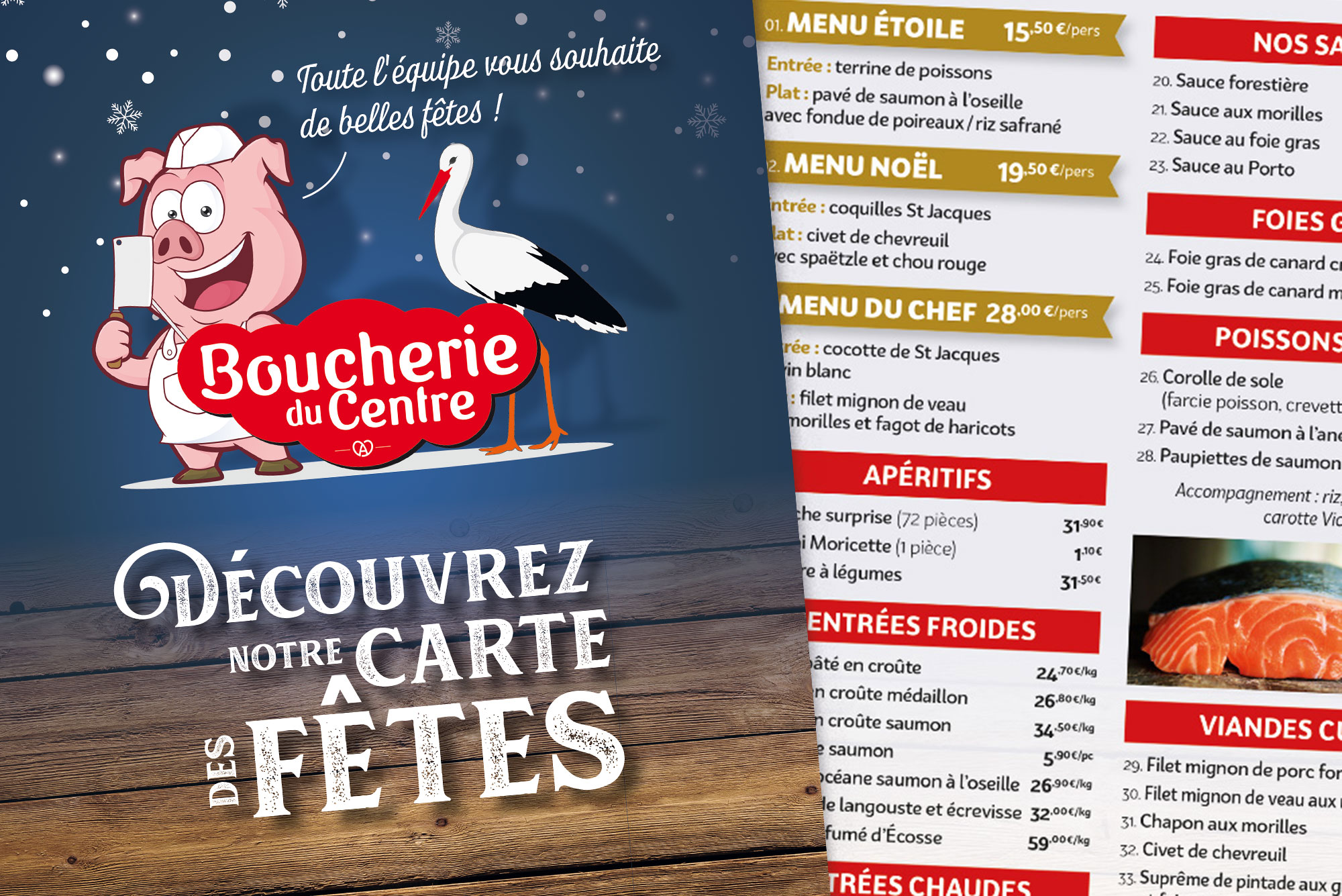 Dépliant menu Noël Boucherie du Centre